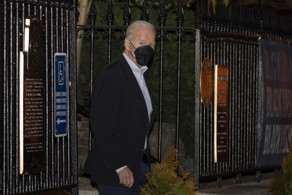 President Joe Biden, leaves Holy Trinity Catholic Church in the Georgetown section of Washington, after attending a Mass, Saturday, Feb. 19, 2022. (AP Photo/Manuel Balce Ceneta)
Joe Biden