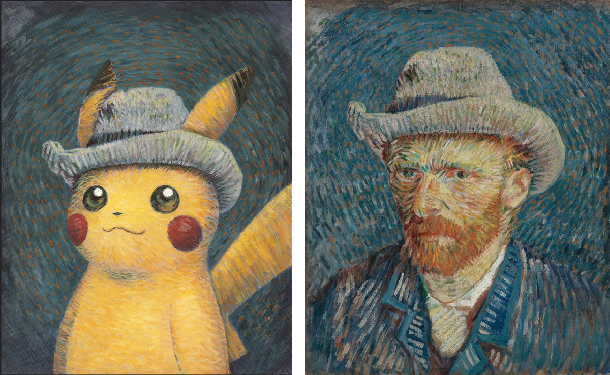 Pikachu en Vincent Van Gogh dans une exposition au musée consacré au peintre à Amsterdam.