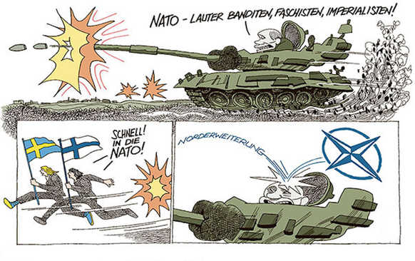 30 Karikaturen, die vier Monate Angriffskrieg gegen die Ukraine auf den Punkt bringen\nKollateralschaden