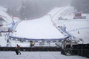 Der Zielraum in Wengen am Mittwochmorgen.