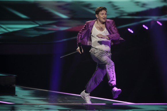Fyr Og Flamme from Denmark perform during rehearsals at the Eurovision Song Contest at Ahoy arena in Rotterdam, Netherlands, Wednesday, May 19, 2021. (AP Photo/Peter Dejong)
Fyr Og Flamme