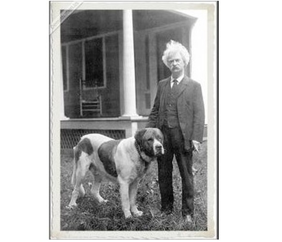 Mark Twain mit Riesen-Hund.