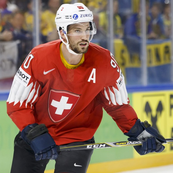 Switzerland&#039;s defender Roman Josi skates, during the IIHF 2018 World Championship preliminary round game between Switzerland and Sweden, at the Royal Arena, in Copenhagen, Denmark, Sunday, May 13 ...