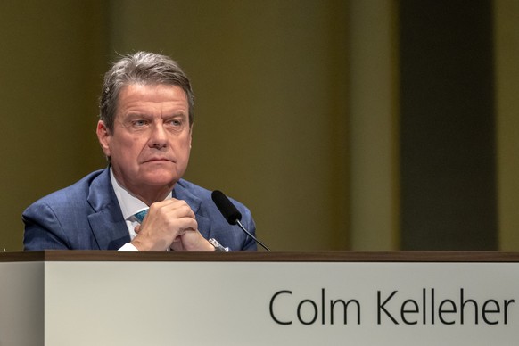 Colm Kelleher, Chairman of the Board of Directors of Swiss Bank UBS, during the general assembly of the UBS in Basel, Switzerland, on Wednesday, April 5, 2023. (KEYSTONE/Georgios Kefalas)