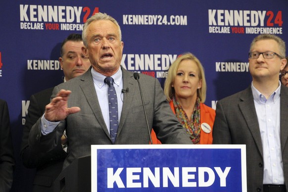 Robert F. Kennedy Jr., an independent candidate for president, announces that he has qualified for the 2024 presidential election in Utah, Wednesday, January 3, 2024, during a campaign event in Salt Lake City.  Utah...