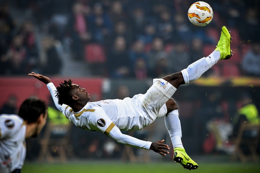 epa07152022 Zuerich&#039;s Stephen Odey in action during the UEFA Europa League Group A soccer match between Bayer Leverkusen and FC Zuerich in Leverkusen, Germany, 08 November 2018. EPA/SASCHA STEINB ...