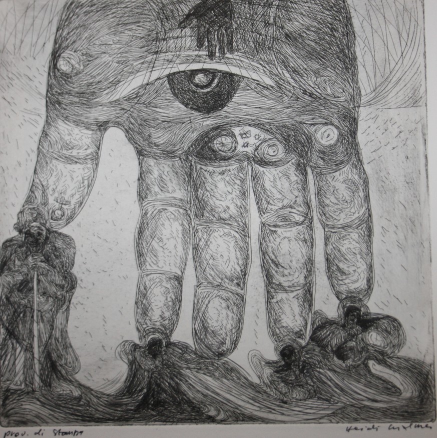 Die Hand des Schicksals in einer Zeichnung von Heidi Widmer.&nbsp;