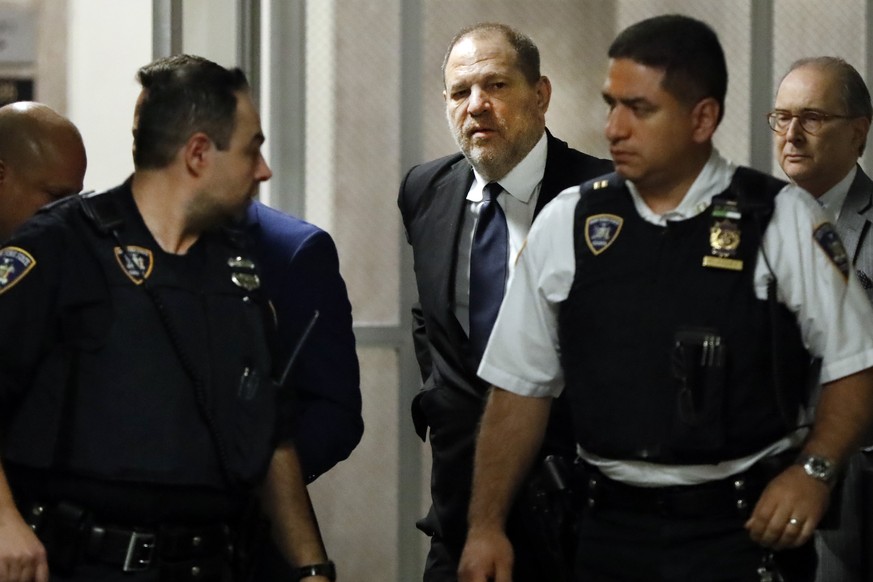 Harvey Weinstein leaves State Supreme Court, in New York, Friday, April 26, 2019. A judge decided Friday to hold an important pretrial hearing in Harvey Weinstein&#039;s sexual assault case in secret, ...