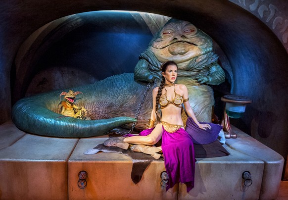 Jabba The Hut und Prinzessin Leia als Wachsfiguren im Londoner Madame-Tussaud's-Museum.&nbsp;