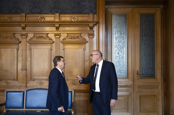 Bundesrat Martin Pfister und Ständerat Mauro Poggia im Juni 2025.