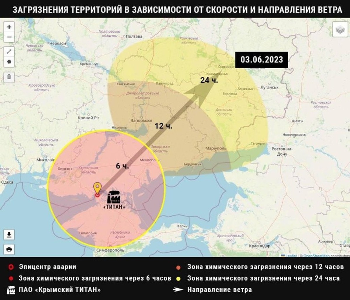 Potenzielle Auswirkungen einer SPrengung des Crimean Titan-Werks.
