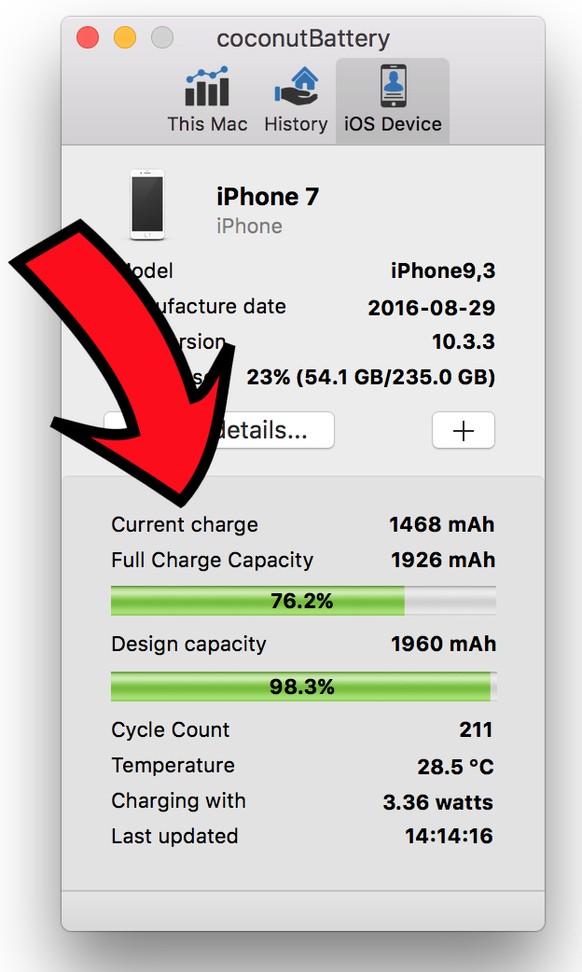 Das Batterien-Check-Tool Coconut Battery gibt's kostenlos für den Mac.