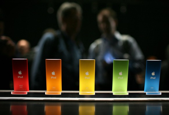 SAN FRANCISCO - SEPTEMBER 09: The new iPod Nano is displayed during an Apple special event September 9, 2008 in San Francisco, California. Apple CEO Steve Jobs announced a new version of the popular i ...