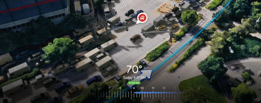 Screenshot zeigt die neue «Immersive View»-Funktion für Google Maps, vorgestellt an der Google-Entwicklerkonferenz I/O am 10. Mai 2023.