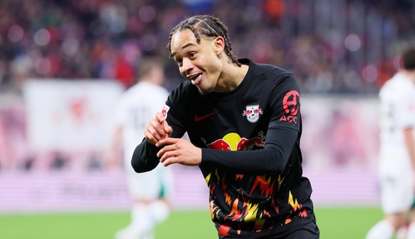 RB Leipzig � Moenchengladbach / Bundesliga Leipzig, 17.02.2024, Red Bull Arena, Fussball, 1.Bundesliga , 22.Spieltag , RB Leipzig vs. Borussia M�nchengladbach , Im Bild: Tor f�r RB Leipzig. Xavi Simon ...
