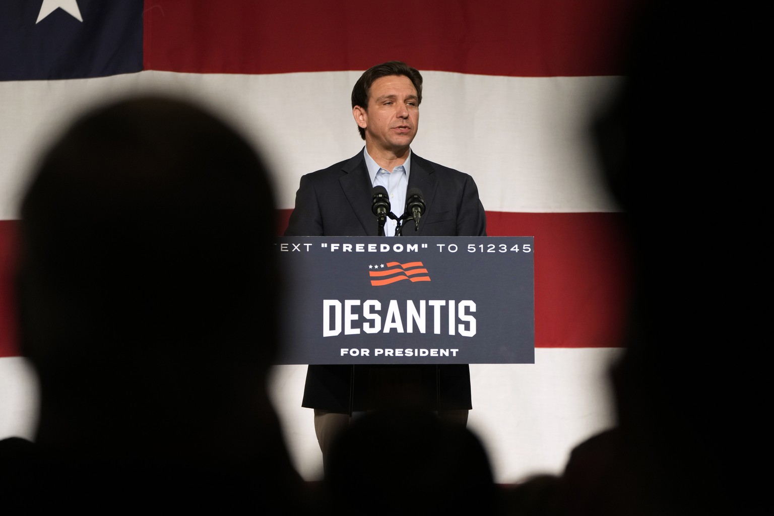 Republican presidential candidate Florida Gov. Ron DeSantis speaks during a campaign event, Tuesday, May 30, 2023, in Clive, Iowa. (AP Photo/Charlie Neibergall)