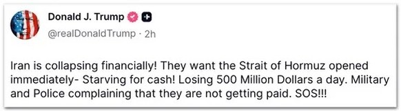 Post von Trump auf Truth Social, 21.4.2026