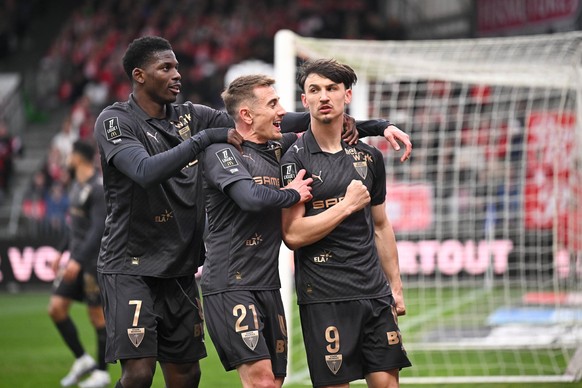 Stade Brestois 29 v Stade Rennais FC - Ligue 1 McDonald s 2025/2026 07 Breel EMBOLO srfc - 09 Esteban LEPAUL srfc during the Ligue 1 McDonald s match between Brest and Rennes at Stade Francis Le Ble o ...