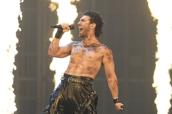 PARG from Armenia performs the song &quot;SURVIVOR&quot; during the dress rehearsal for the Grand Final of the 69th Eurovision Song Contest, in Basel, Switzerland, Friday, May 16 2025. (AP Photo/Marti ...