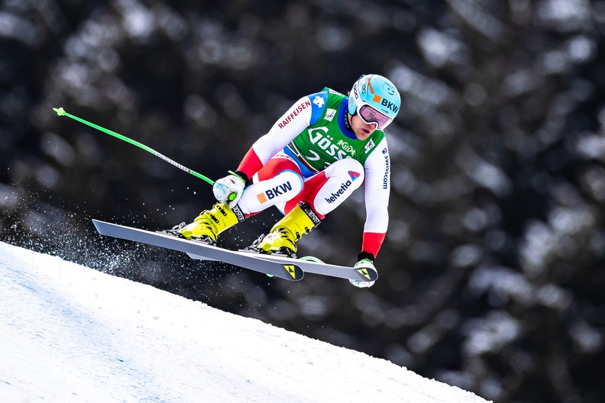 ABD0115_20210307 - SAALBACH HINTERGLEMM - �STERREICH: Stefan Rogentin (SUI) in seinem Lauf im WC-Super G der Herren in Saalbach am Sonntag, 7. M�rz 2021. - FOTO: APA/EXPA/JOHANN GRODER