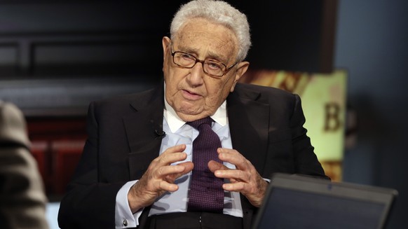 FILE - Former U.S. Secretary of State Henry Kissinger is interviewed by Neil Cavuto on his &quot;Cavuto Coast to Coast&quot; program on the Fox Business Network, June 5, 2015, in New York. Kissinger,  ...