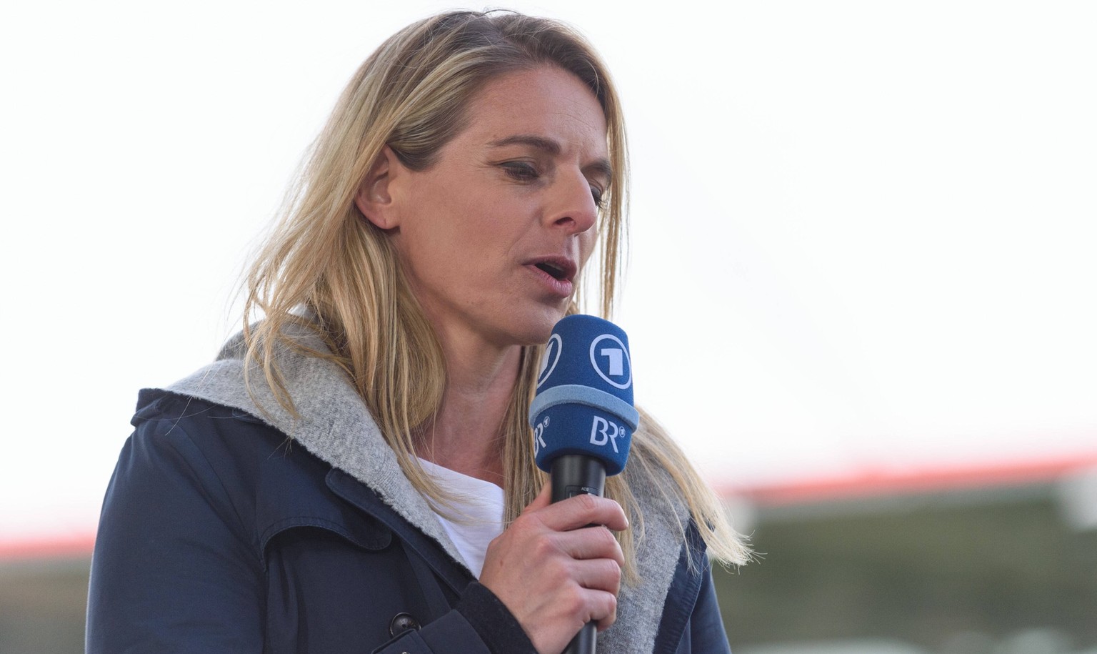 Munich, Germany, Apr 17th 2021: TV-Commentator and former player Nia Kuenzer after the DFB Pokal semifinal match between FC Bayern Munich and VfL Wolfsburg at FC Bayern Campus, Germany. the DFB Pokal  ...