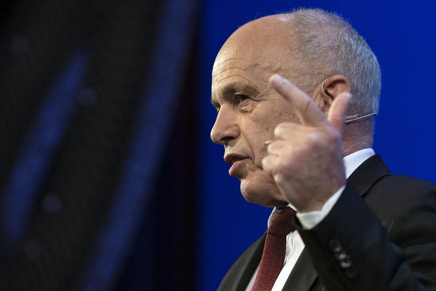 Swiss Federal President Ueli Maurer speaks during the Swiss Economic Forum SEF in Interlaken, Switzerland, Thursday, May 23, 2019. (KEYSTONE/ Peter Schneider)