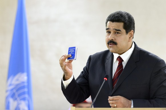 Venezuela&#039;s President Nicolas Maduro addresses the UN Human Rights Council, during the special meeting of the Human Rights Council, at the European headquarters of the United Nations, in Geneva,  ...