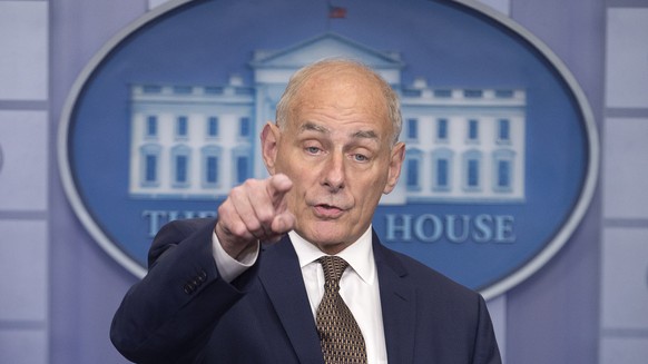 epa07214794 (FILE) - White House Chief of Staff John Kelly attends a news conference in which he spoke on relief aid in Puerto Rico, Trump&#039;s nuclear policy and North Korea, among other issues; in ...