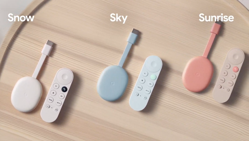 Den neuen TV-Stick Chromecast gibts mit Fernbedienung in drei Farben.