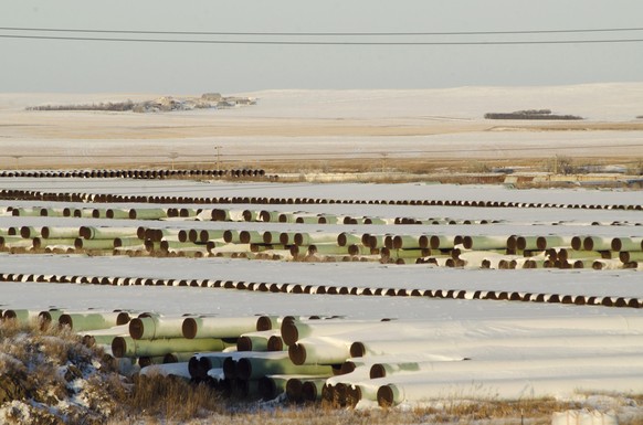 Eine Lagerstätte für Rohre, aus denen die Keystone-XL-Pipeline werden soll. Präsident Obama hat sein Veto gegen das Vorhaben schon angekündigt.