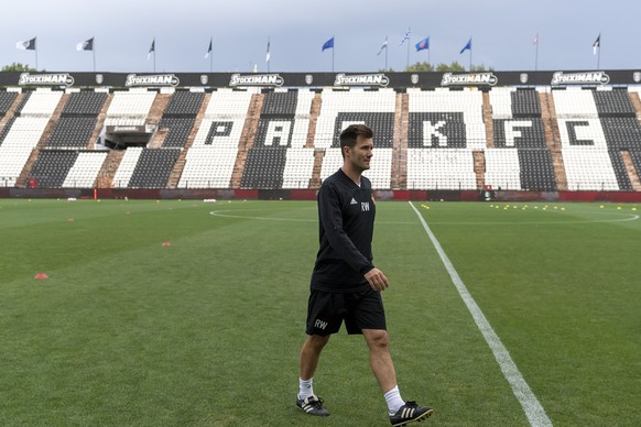 Basel&#039;s head coach Raphael Wicky during a training session the day before the UEFA Champions League second qualifying round first leg match between Greece&#039;s PAOK FC and Switzerland&#039;s FC ...