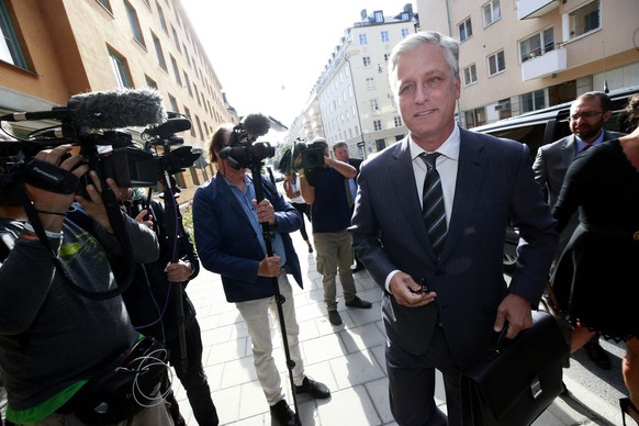 Robert C. O&#039;Brien, Special Envoy Ambassador, arrives at the district court in Stockholm, Thursday Aug. 1, 2019. American rapper A$AP Rocky pleaded not guilty to assault as his trial in Sweden ope ...