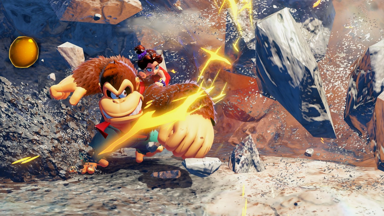 Kong und Pauline hauen und singen sich immer weiter nach unten.