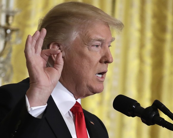In this Feb. 16, 2017 photo, President Donald Trump speaks during a news conference, in the East Room of the White House in Washington. Andrew Jackson’s triumph over John Quincy Adams in 1828 bore str ...