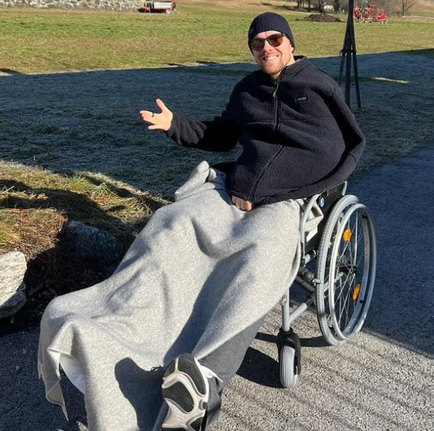 Aleksander Kilde nach seinem Sturz in Wengen im Rollstuhl.