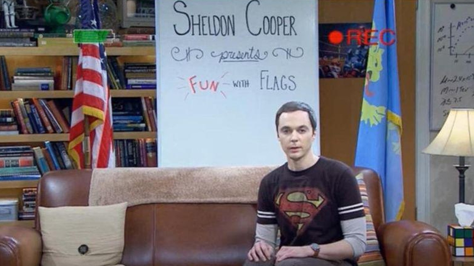 Eine Sendung in der Sendung: Sheldon Cooper präsentiert: «Spass mit Flaggen».