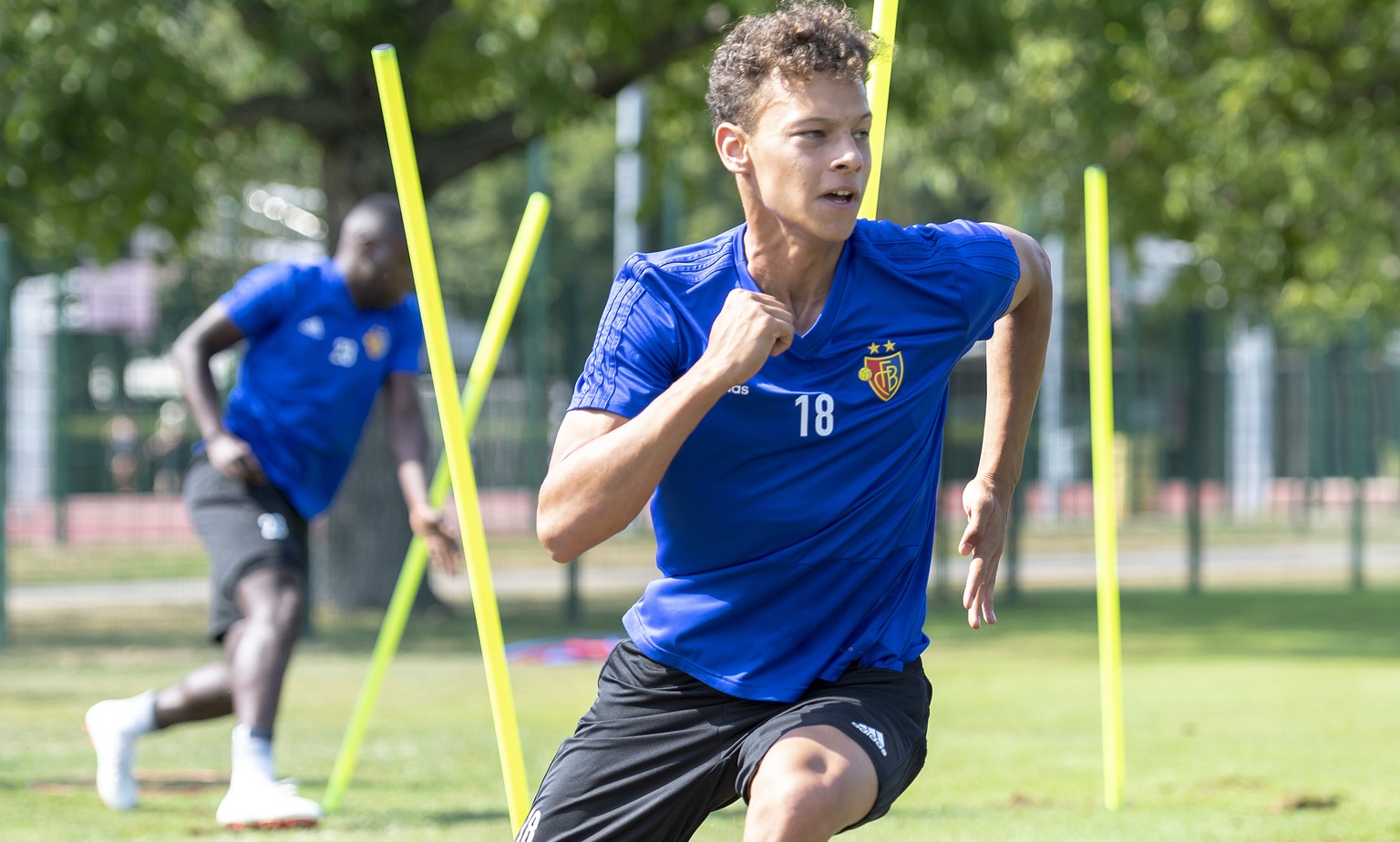 Basel&#039;s Julian von Moos during a training session in the St. Jakob-Park training area the day before the UEFA Champions League second qualifying round second leg match between Switzerland&#039;s  ...