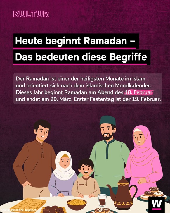 <p>Der Ramadan geht vom 18. Februar bis zum 20. März.</p>