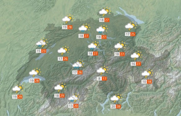 Am Montag kommt es zu Niederschlägen und Gewittern.