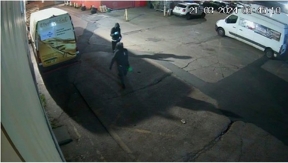 In this undated handout photo taken in 2024 and provided by the London Metropolitan Police on Monday, June 9, 2025, authorities say Jakeem Rose and Nii Mensah can be seen shortly before setting fire t ...
