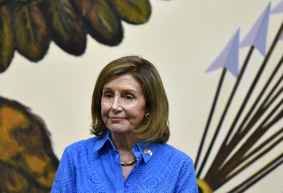 epa10106687 US House speaker Nancy Pelosi attends a press conference at the US Embassy in Tokyo, Japan, 05 August 2022, after she had a breakfast meeting with Japanese Prime Minister Fumio Kishida. Pe ...