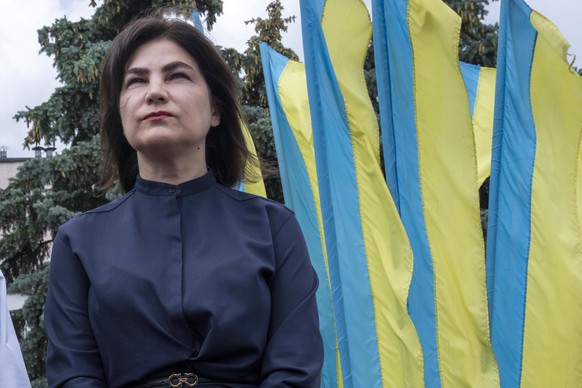 FILE - Ukrainian Prosecutor General of Ukraine Iryna Venediktova meets US Attorney General Merrick Garland in Krakovets, at the Ukraine border with Poland, Tuesday, June 21, 2022. Ukrainian leaders ar ...