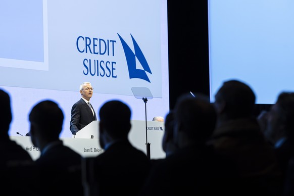 epa10557751 Swiss bank Credit Suisse Chairman Axel P. Lehmann attends the annual shareholders&#039; meeting of the Swiss banking group in Zurich, Switzerland, 04 April 2023. Swiss Bank Credit Suisse w ...