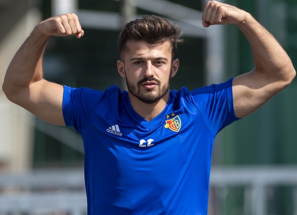 Basel&#039;s Albian Ajeti during a training session the day before the UEFA Champions League second qualifying round second leg match between Switzerland&#039;s FC Basel 1893 and Netherland&#039;s PSV ...