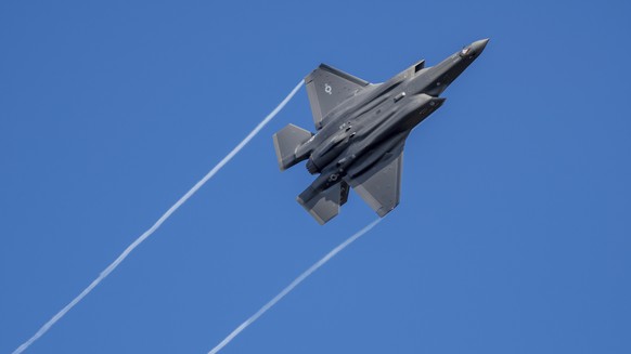 A U.S. F-35 fighter jet flies over the Eifel Mountains near Spangdahlem, Germany, Wednesday, Feb. 23, 2022. The U.S. Armed Forces moved stealth fighter jets to Spangdahlem Air Base a few days ago. The ...