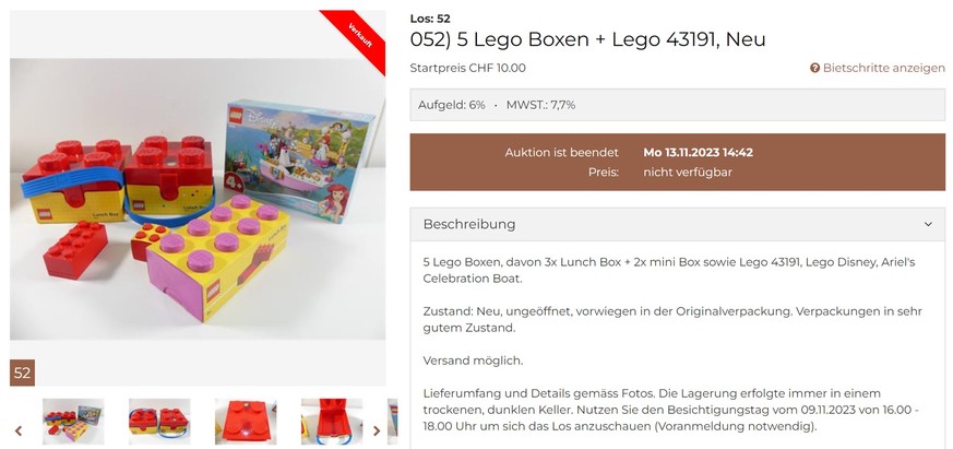 The second cheapest at 41 francs was lot no. 52.