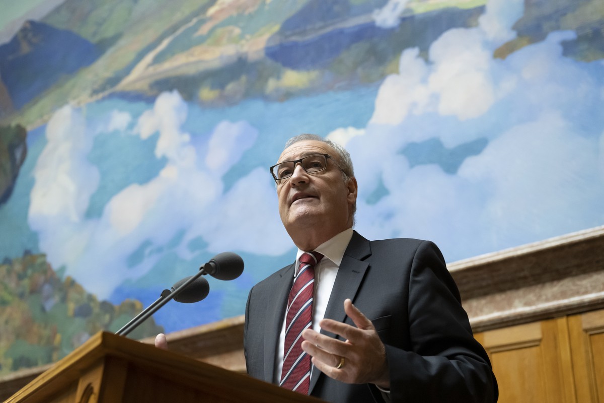 Bundesrat Guy Parmelin spricht waehrend der Herbstsession der Eidgenoessischen Raete, am Donnerstag, 29. September 2022 im Staenderat in Bern. (KEYSTONE/Anthony Anex)