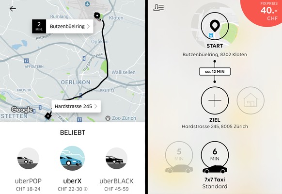 Bei längeren Fahrten ist Uber jedoch billiger: Die Strecke vom Flughafen in die Stadt Zürich kostet 22–30 Franken, während «go!» dafür 40 Franken verlangt.&nbsp;