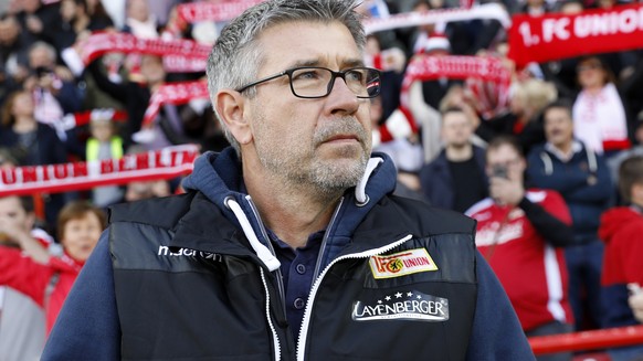 epa07564630 Union&#039;s coach Urs Fischer looks on during the German Bundesliga second division soccer match between 1.FC Union Berlin and 1. FC Magdeburg in Berlin, Germany, 12 May 2019. Union Berli ...